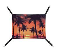 AQRJLPM Palm Tree Summer Sunset Pet Hammock with Adjustable Straps and Metal Hooks Hanging Bed Soft Breathable Sleeping Hammock for Cats,Puppy,Rabbits,Small Animals