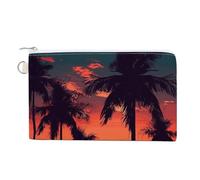 AQRJLPM Palm Tree Summer Sunset Wallet Canvas Slim Lightweight Wallets Durable Zippered Card Holder for Men Women