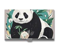 AQRJLPM Panda Graphic Black And White Business Card Holder Business Card Case Pocket Card Holders Metal Slim Name Card Holder Professional Multi Wallet Credit Card ID Case for Men Women, silver, One