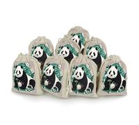 AQRJLPM Panda Graphic Black And White Drawstring Pouches Reusable Burlap Soft Sachet Bag Multipurpose Cotton Small Jewelry Pouch for Party Wedding Storage Home Supplies (8 Pcs)