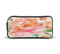 AQRJLPM Peach Peony Pencil Pouch Big Capacity Simple Marker Pouch Portable Aesthetic Zipper Pencil Case