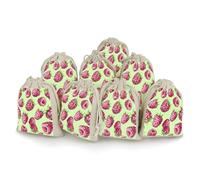 AQRJLPM Peach Raspberry Pattern Drawstring Pouches Reusable Burlap Soft Sachet Bag Multipurpose Cotton Small Jewelry Pouch for Party Wedding Storage Home Supplies (8 Pcs)