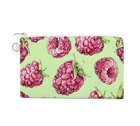 AQRJLPM Peach Raspberry Pattern Wallet Canvas Slim Lightweight Wallets Durable Zippered Card Holder for Men Women