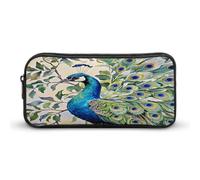 AQRJLPM Peacock Watercolor Painting Pencil Pouch Big Capacity Simple Marker Pouch Portable Aesthetic Zipper Pencil Case