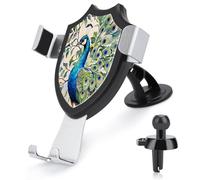 AQRJLPM Peacock Watercolor Painting Phone Holder Car Hands-Free Mount Holders for Dashboard Windshield Vent Metal Hook Clip Cell Phone Mount for All Smartphones & Car Models