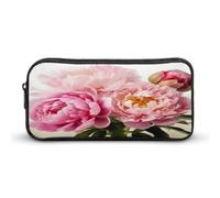 AQRJLPM Peony Flowers Blossom Pencil Pouch Big Capacity Simple Marker Pouch Portable Aesthetic Zipper Pencil Case