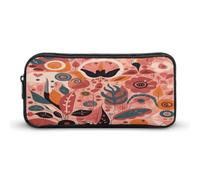 AQRJLPM Plant Elements Pattern Pencil Pouch Big Capacity Simple Marker Pouch Portable Aesthetic Zipper Pencil Case