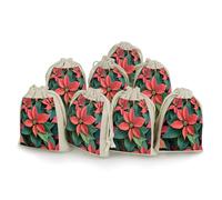 AQRJLPM Poinsettia Drawstring Pouches Reusable Burlap Soft Sachet Bag Multipurpose Cotton Small Jewelry Pouch for Party Wedding Storage Home Supplies (8 Pcs)