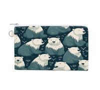 AQRJLPM Polar Bear Pattern Wallet Canvas Slim Lightweight Wallets Durable Zippered Card Holder for Men Women
