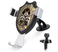 AQRJLPM Raccoons in The Fall Tree Hole Phone Holder Car Hands-Free Mount Holders for Dashboard Windshield Vent Metal Hook Clip Cell Phone Mount for All Smartphones & Car Models