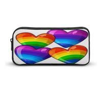 AQRJLPM Rainbow Colored Gay Pride Hearts Pencil Pouch Big Capacity Simple Marker Pouch Portable Aesthetic Zipper Pencil Case