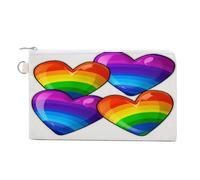 AQRJLPM Rainbow Colored Gay Pride Hearts Wallet Canvas Slim Lightweight Wallets Durable Zippered Card Holder for Men Women