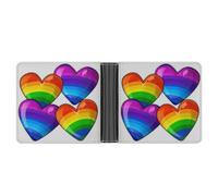 AQRJLPM Rainbow Colored Gay Pride Hearts Wallet with Money Clip Leather Bifold Wallet Slim Credit Card Holder Gift for Men