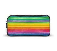AQRJLPM Rainbow Colored Striped Pencil Pouch Big Capacity Simple Marker Pouch Portable Aesthetic Zipper Pencil Case