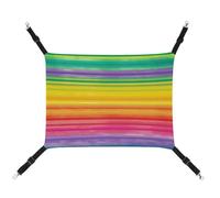 AQRJLPM Rainbow Colored Striped Pet Hammock with Adjustable Straps and Metal Hooks Hanging Bed Soft Breathable Sleeping Hammock for Cats,Puppy,Rabbits,Small Animals