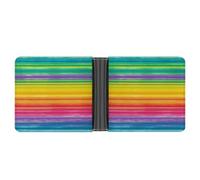 AQRJLPM Rainbow Colored Striped Wallet with Money Clip Leather Bifold Wallet Slim Credit Card Holder Gift for Men