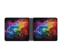 AQRJLPM Rainbow Smoke Wallet with Money Clip Leather Bifold Wallet Slim Credit Card Holder Gift for Men