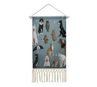 AQRJLPM Raining Cats & Dogs Wall Artwork Painting with Tassels Long Vertical Wall Tapestry Cotton And Linen Hanging Poster Decoration for Bedroom Living Room Dorm Office