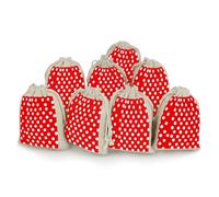 AQRJLPM Red And White Polka Dots Drawstring Pouches Reusable Burlap Soft Sachet Bag Multipurpose Cotton Small Jewelry Pouch for Party Wedding Storage Home Supplies (8 Pcs)