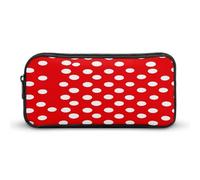AQRJLPM Red And White Polka Dots Pencil Pouch Big Capacity Simple Marker Pouch Portable Aesthetic Zipper Pencil Case