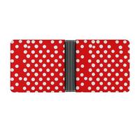 AQRJLPM Red And White Polka Dots Wallet with Money Clip Leather Bifold Wallet Slim Credit Card Holder Gift for Men