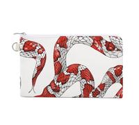 AQRJLPM Red And White Snake Wallet Canvas Slim Lightweight Wallets Durable Zippered Card Holder for Men Women