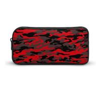 AQRJLPM Red Camo Pencil Pouch Big Capacity Simple Marker Pouch Portable Aesthetic Zipper Pencil Case