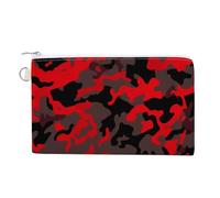AQRJLPM Red Camo Wallet Canvas Slim Lightweight Wallets Durable Zippered Card Holder for Men Women