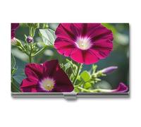 AQRJLPM Red Geraniums Business Card Holder Business Card Case Pocket Card Holders Metal Slim Name Card Holder Professional Multi Wallet Credit Card ID Case for Men Women, silver, One Size