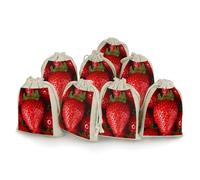 AQRJLPM Red Strawberry Drawstring Pouches Reusable Burlap Soft Sachet Bag Multipurpose Cotton Small Jewelry Pouch for Party Wedding Storage Home Supplies (8 Pcs)