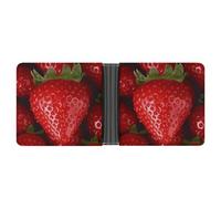 AQRJLPM Red Strawberry Wallet with Money Clip Leather Bifold Wallet Slim Credit Card Holder Gift for Men