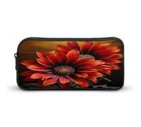 AQRJLPM Red Sunflower Pencil Pouch Big Capacity Simple Marker Pouch Portable Aesthetic Zipper Pencil Case