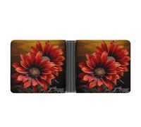 AQRJLPM Red Sunflower Wallet with Money Clip Leather Bifold Wallet Slim Credit Card Holder Gift for Men