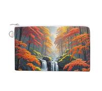 AQRJLPM Red Tropical Trees Wallet Canvas Slim Lightweight Wallets Durable Zippered Card Holder for Men Women