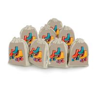 AQRJLPM Retro Colorful Roller Skates Drawstring Pouches Reusable Burlap Soft Sachet Bag Multipurpose Cotton Small Jewelry Pouch for Party Wedding Storage Home Supplies (8 Pcs)