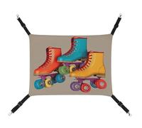 AQRJLPM Retro Colorful Roller Skates Pet Hammock with Adjustable Straps and Metal Hooks Hanging Bed Soft Breathable Sleeping Hammock for Cats,Puppy,Rabbits,Small Animals