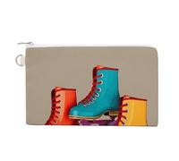 AQRJLPM Retro Colorful Roller Skates Wallet Canvas Slim Lightweight Wallets Durable Zippered Card Holder for Men Women