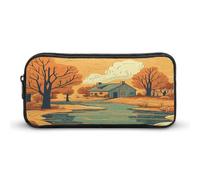 AQRJLPM River in Front of House Pencil Pouch Big Capacity Simple Marker Pouch Portable Aesthetic Zipper Pencil Case