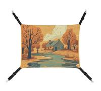 AQRJLPM River in Front of House Pet Hammock with Adjustable Straps and Metal Hooks Hanging Bed Soft Breathable Sleeping Hammock for Cats,Puppy,Rabbits,Small Animals