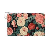 AQRJLPM Roses And Peonies Wallet Canvas Slim Lightweight Wallets Durable Zippered Card Holder for Men Women