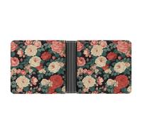 AQRJLPM Roses And Peonies Wallet with Money Clip Leather Bifold Wallet Slim Credit Card Holder Gift for Men