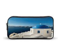 AQRJLPM Santorini Greek Island Sea View Pencil Pouch Big Capacity Simple Marker Pouch Portable Aesthetic Zipper Pencil Case