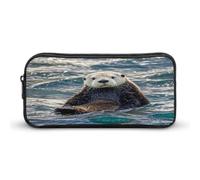 AQRJLPM Sea Otter Pencil Pouch Big Capacity Simple Marker Pouch Portable Aesthetic Zipper Pencil Case