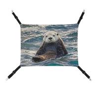AQRJLPM Sea Otter Pet Hammock with Adjustable Straps and Metal Hooks Hanging Bed Soft Breathable Sleeping Hammock for Cats,Puppy,Rabbits,Small Animals