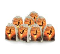 AQRJLPM Sea Sunset Flying Dragon Drawstring Pouches Reusable Burlap Soft Sachet Bag Multipurpose Cotton Small Jewelry Pouch for Party Wedding Storage Home Supplies (8 Pcs)