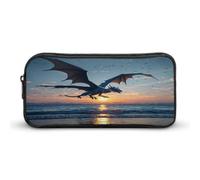 AQRJLPM Sea Sunset Flying Dragon Pencil Pouch Big Capacity Simple Marker Pouch Portable Aesthetic Zipper Pencil Case