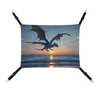 AQRJLPM Sea Sunset Flying Dragon Pet Hammock with Adjustable Straps and Metal Hooks Hanging Bed Soft Breathable Sleeping Hammock for Cats,Puppy,Rabbits,Small Animals