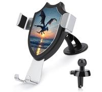 AQRJLPM Sea Sunset Flying Dragon Phone Holder Car Hands-Free Mount Holders for Dashboard Windshield Vent Metal Hook Clip Cell Phone Mount for All Smartphones & Car Models