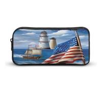 AQRJLPM Sea To Shining Sea Patriotic Pencil Pouch Big Capacity Simple Marker Pouch Portable Aesthetic Zipper Pencil Case