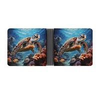 AQRJLPM Sea Turtles Diamond Painting Wallet with Money Clip Leather Bifold Wallet Slim Credit Card Holder Gift for Men